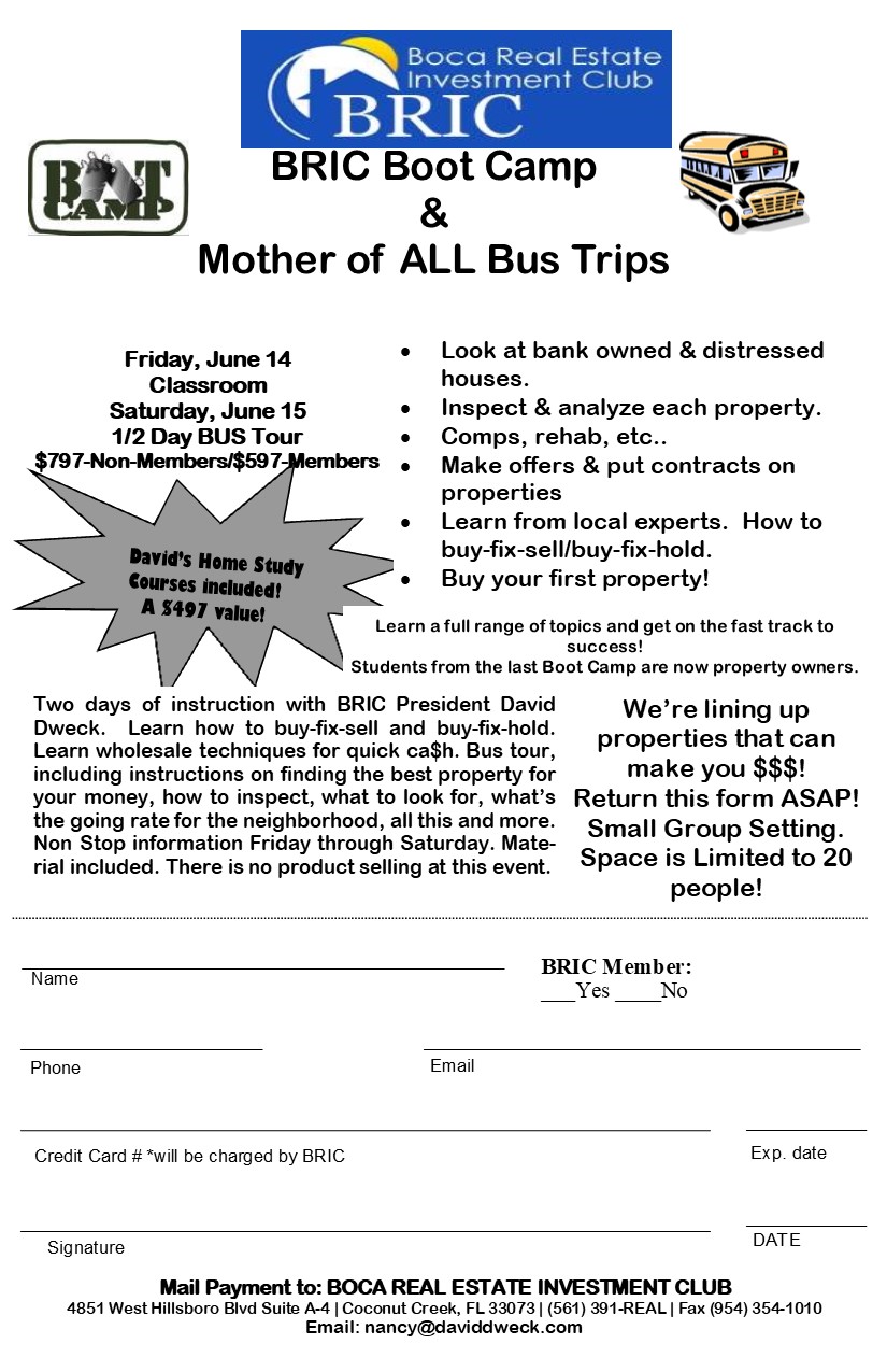 BRIC boot camp bus trip flyer APRIL 2019